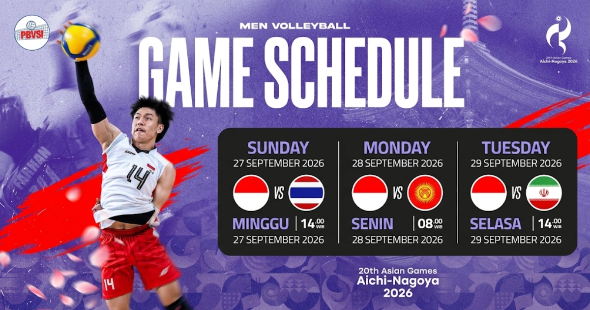 Jadwal Timnas Voli Putra Indonesia di Asian Games 2026: Tergabung di Pool B